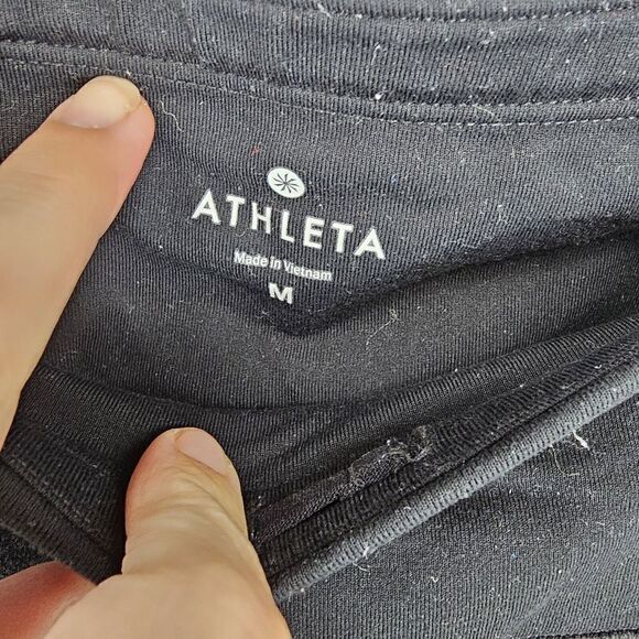 Athleta Shimmer Stripe Relay 2.0 Tights Black Pockets 870931 Womens Size Medium - Picture 7 of 9